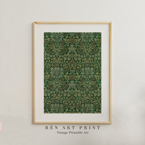 Green Vintage Tapestry Wall Art | Antique Textile Wall Art | Rug Pattern Wall Print | Rustic Textile Pattern Digital PRINTABLE
