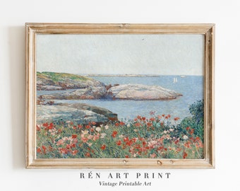 Vintage Spring Coastal Painting | Antique Seascape Wall Art (Digital Download)