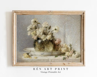 peinture florale vintage nature morte | Impression de fleurs anciennes (téléchargement numérique)