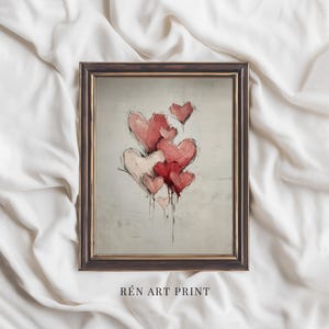 Love Heart Printable Art | Valentine Wall Art | Romantic Love Digital Download | Vintage Valentine Print | Abstract Heart Art Print