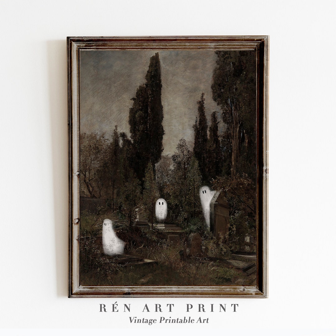 Vintage Spooky Ghost Painting Print | Halloween Wall Art (digital ...