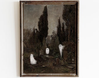 Vintage Spooky Ghost Painting Print | Halloween Wall Art (Digital Download)