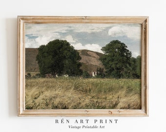 Pintura de paisaje veraniego vintage / Arte de pared imprimible para casa de campo (Descarga digital)