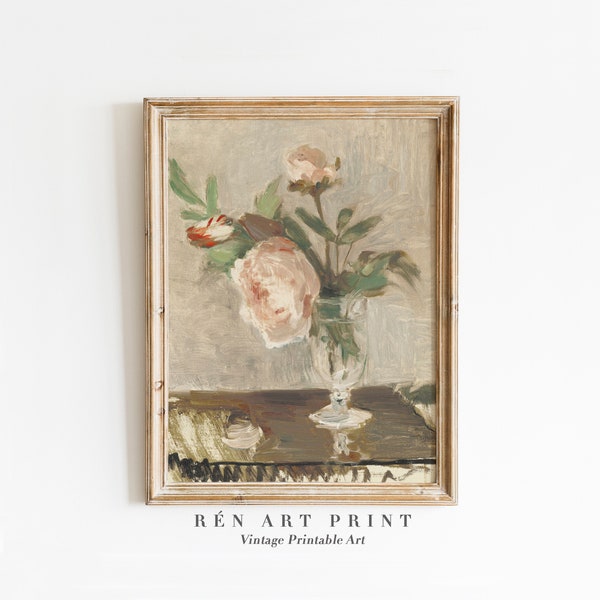 Antique Rose Still Life Painting | Vintage Romantic Printable Art |Victorian Wall Art | Floral Light Academia Print |Botanical Digital Print