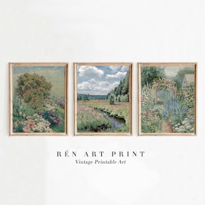 Vintage Summer Gallery Wall Print Set of 3 | Farmhouse Decor | Summer Landscape Painting Printable Wall Art | Antique Summer Prints Download