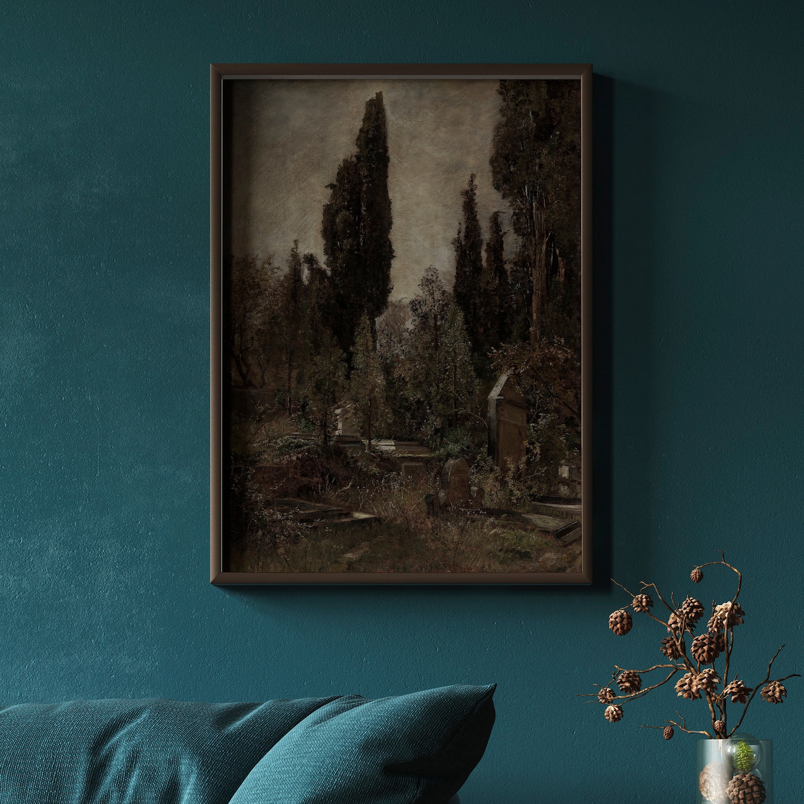 Moody Landscape Painting Printable Wall Art Antique Oil Etsy