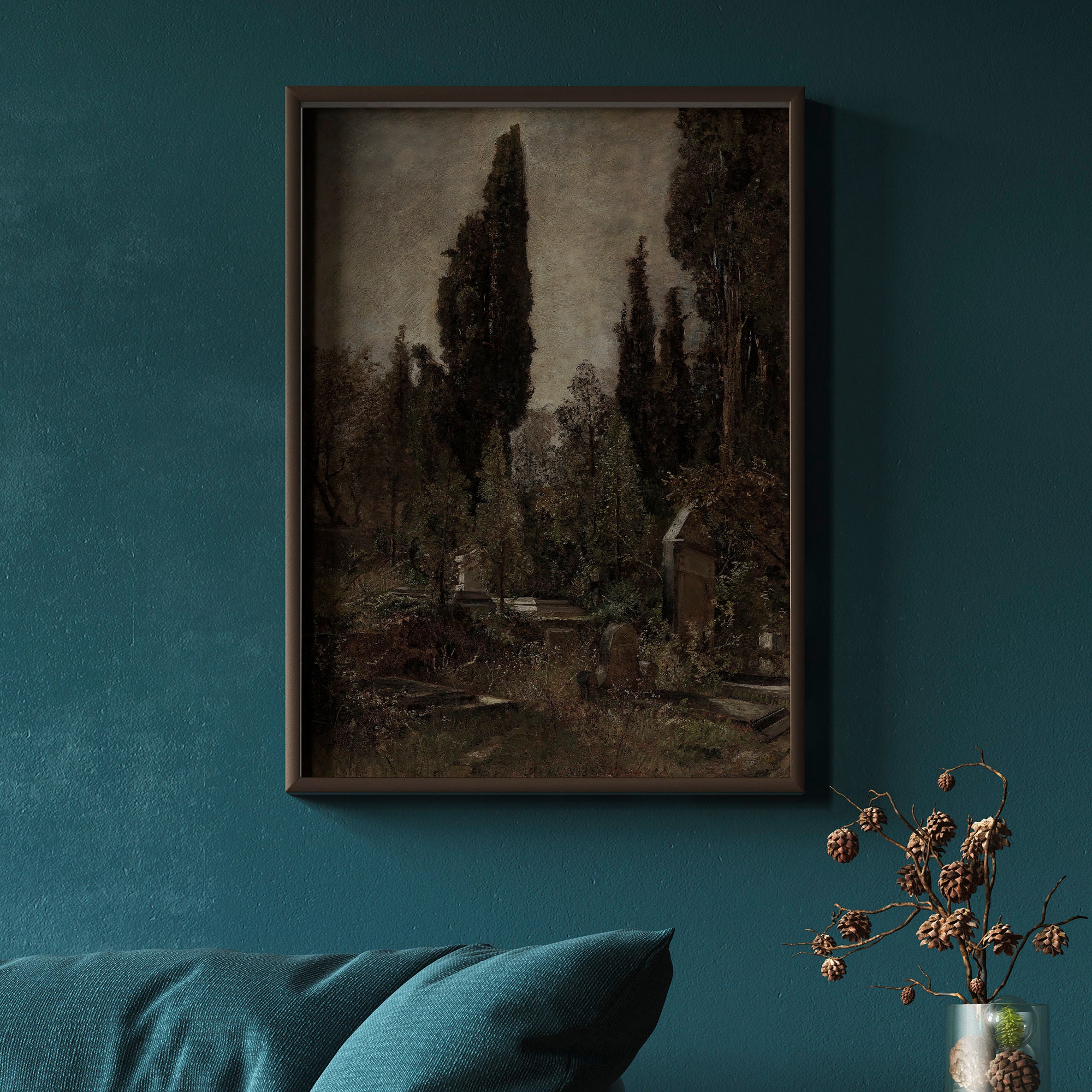 Moody Landscape Painting Printable Wall Art Antique Oil Etsy