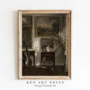 Moody Still Life Painting Digital Print | Vintage Rustic Wall Decor Printable Art | Interior Antique Moody Oil Painting | Farmhouse Wall Art