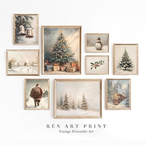 Vintage-Weihnachtsdruckset | Festliche Wandbilder (Digitaler Download)