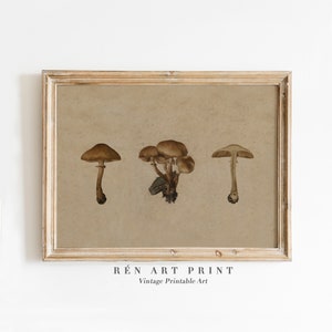Vintage Mushroom Printable Wall Art | Farmhouse Kitchen Wall Decor | Digital Download | Neutral Fall Decor | Cottagecore Print