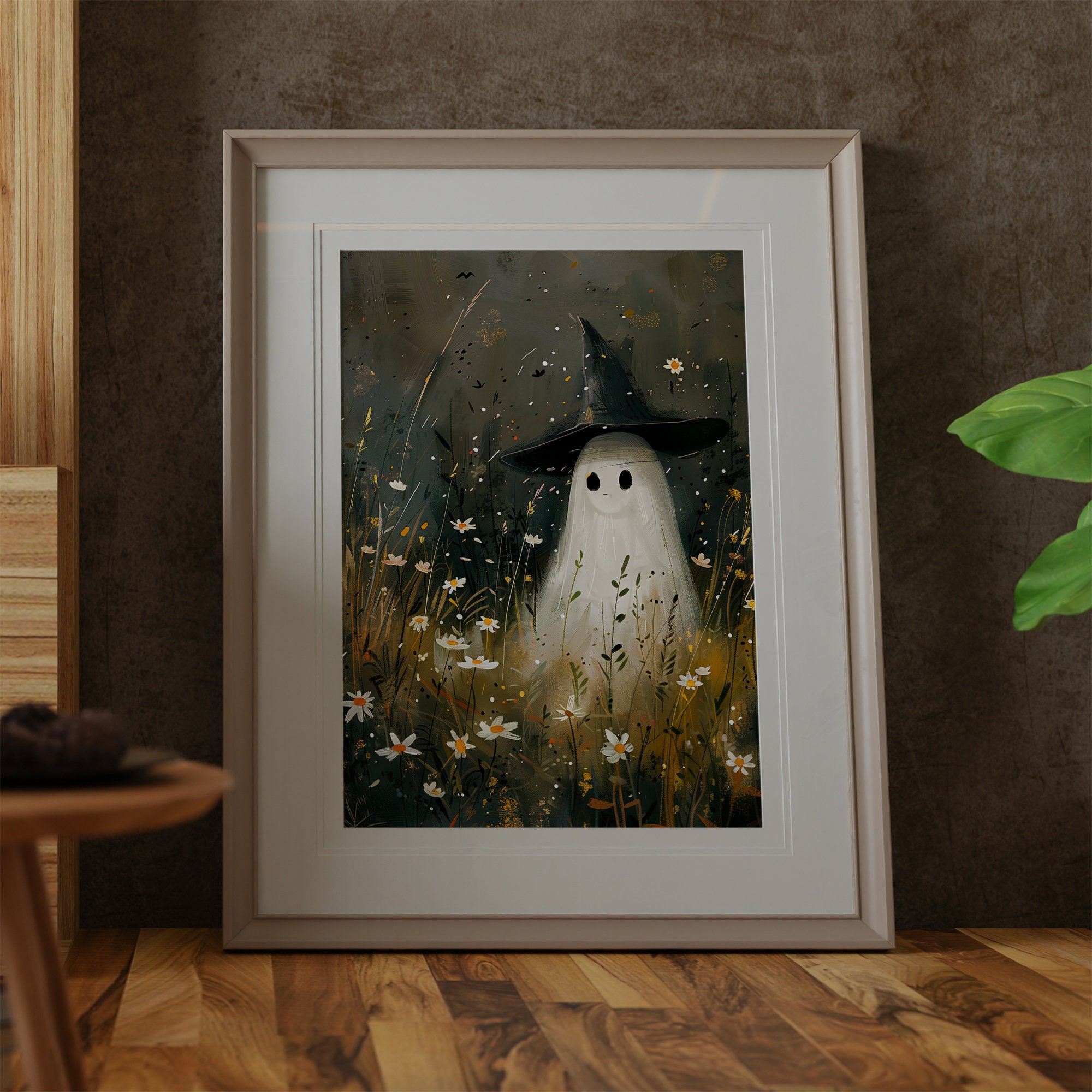 Vintage Halloween Ghost Print | Floral Spooky Wall Art (digital ...