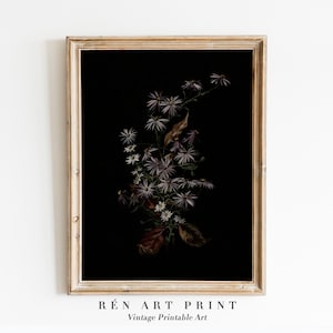 Dark Botanical Wall Art | Moody Floral Digital Print | Printable Wall Art | Dark Academia Print | Digital Download | Vintage Art Print