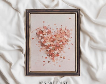 Pink Heart Wall Art | Vintage Valentine's Day Print (Digital Download)