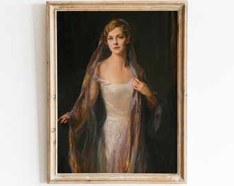 Antique Woman Portrait Art Print | Vintage Victorian Painting (Digital Download)