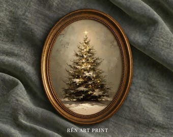 Vintage Christmas Tree Print: Rustic Winter Holiday Decor (Digital Download)