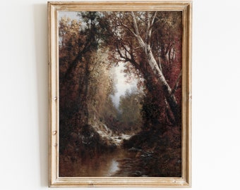Vintage Fall Landscape Painting | Rustic Autumn Wall Art (Digital Download)