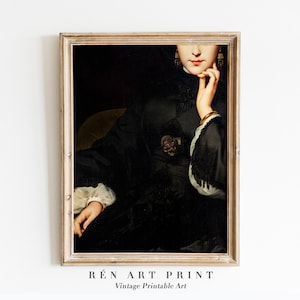 Moody Woman Portrait Painting | Victorian Woman Painting | Dark Portrait Print | Vintage Woman Portrait Wall Art | Dark Academia Print
