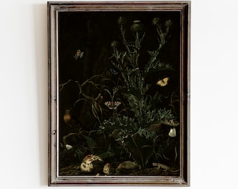 Antique Wildflowers Oil Painting | Moody Cottagecore Wall Art (Digital Download)