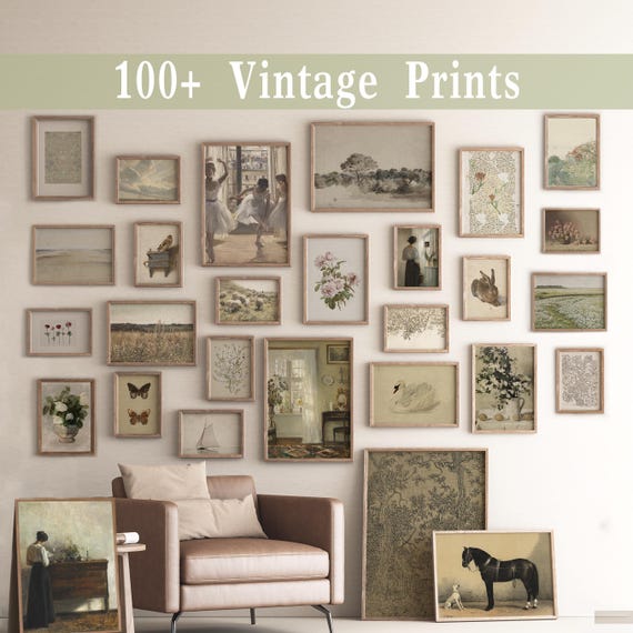 Printable Vintage Gallery Wall Set | French Country Decor | Neutral Gallery Wall Prints | Vintage Bundle Prints | Farmhouse Cottage Decor