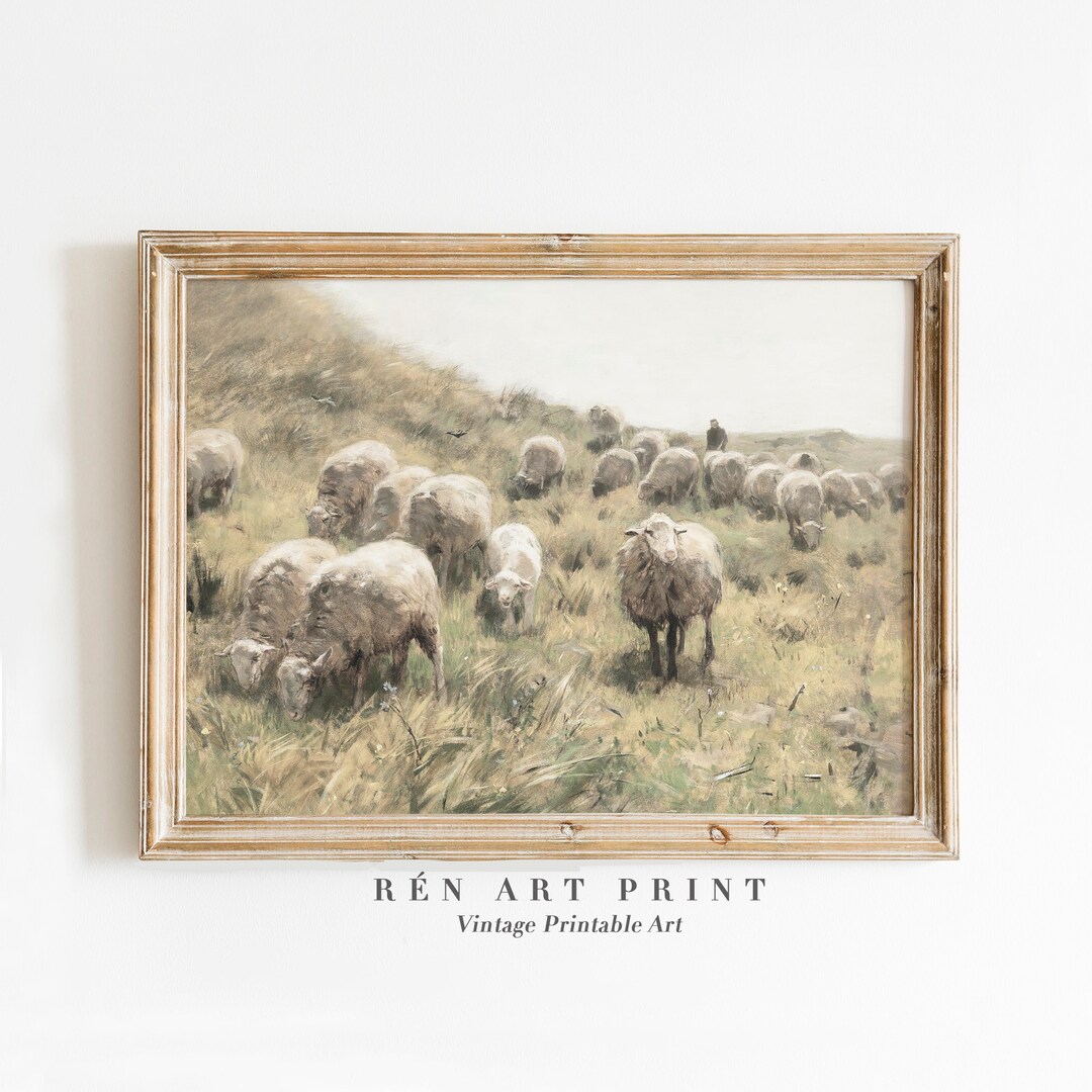 Antique Sheep Painting | Vintage Country Printable Wall Art ...