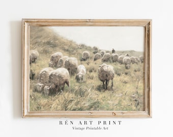 Vintage Sheep Painting | Country Cottagecore Wall Art (Digital Download)