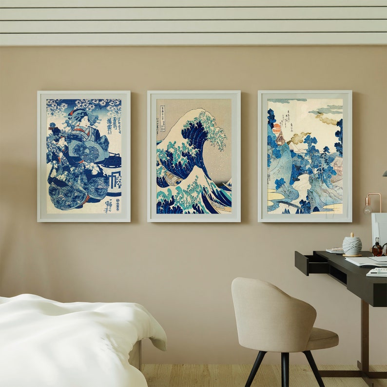 Japanese Prints Set of 3 Gallery Wall Set Asian Printable Etsy