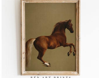 Vintage Horse Painting: Equestrian Farmhouse Art (Printable)