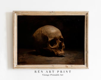 Vintage Skull Painting | Dark Academia Printable Wall Art (Digital Download)