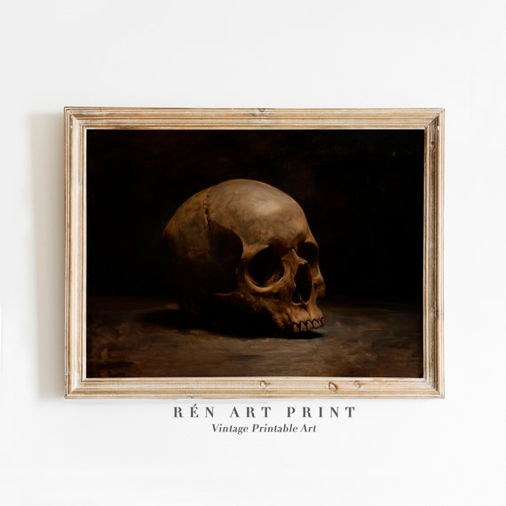 Vintage Skull Painting | Dark Academia Printable Wall Art (Digital Download)