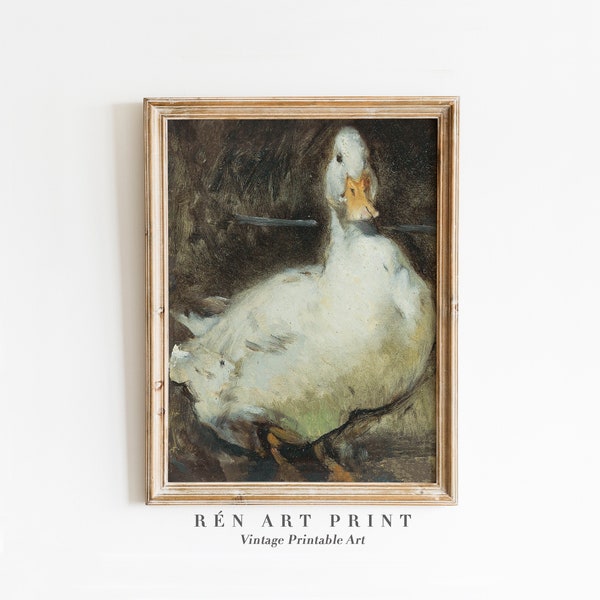 Vintage Duck Painting Print | Digital Download | Gesse Nursery Wall Decor | Antique Bird Oil Painting | Easter Farmhouse Printable Wall Art