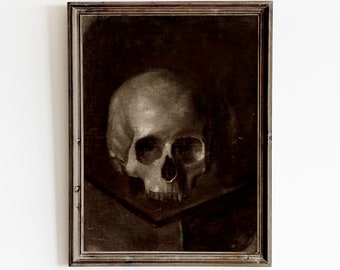 Vintage Skull Painting Art Print | Gothic Halloween Decor (Digital Download)