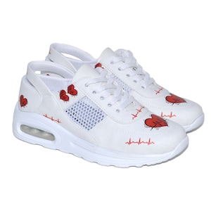 CARDIOLOGY Themed DOCTOR and NURSE Sneakers,   Nursing Shoes, Doctor Shoes, Comfortable Shoes