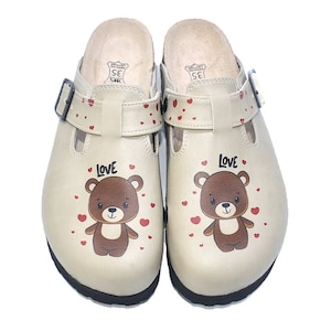 Women&#39;s Clogs, Leather Clogs, Clogs and Mules, LOVE BEAR Themed Professional Clogs, Anatomical