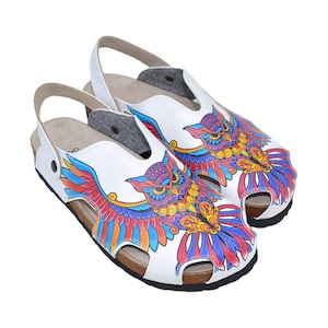 OWL Themed Back Arch Support Comfortable Women&#39;s Clogs, Summer Slippers, Traveler Slippers