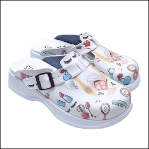 Esthetician Clogs: Comfortable High Heel Leather Sabo Clogs