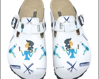 Hairdresser Clogs: Women's Leather Anatomical Comfort Shoes