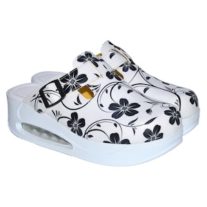 Black Ivy Floral Vegan Clogs: Air Nurse Shoes
