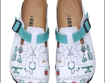 Nurse Slippers, Nursing Clogs, Doctor Sandal, Women Shoes, Comfortable SURGERY_CARDIOLOGY Slippers, Anatomical