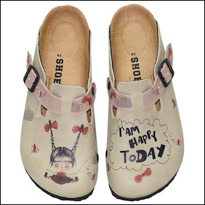 Women&#39;s Clogs, Women&#39;s Sandals, Leather Sandals, HAPPY TODAY Themed Professional Clogs,   Anatomical