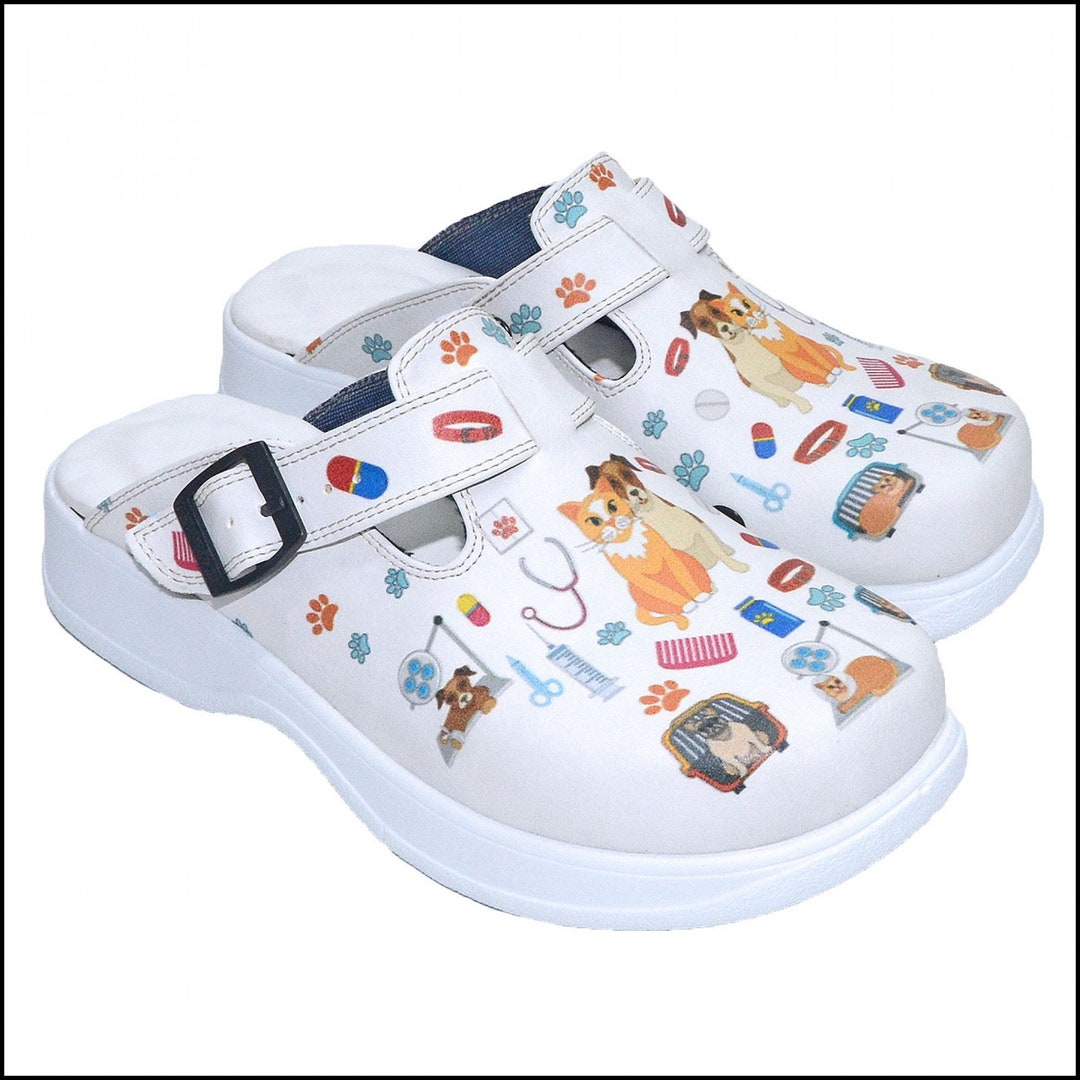 Vet Shoes, Veterinarian Clogs, Veterinary, Vet Tech, Cat and Dog Themed