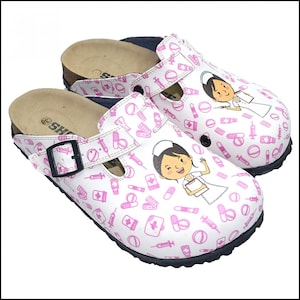 Nursing Clogs, Nurses Shoes, PINK NURSE Themed Professional and Comfortable Medical Slippers,