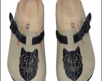 Zuecos cómodos con estampado de lobo para hombre, regalos para el marido, pantuflas para hombre