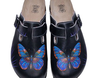 Butterfly Leather Clogs: Women's Comfortable Shoes