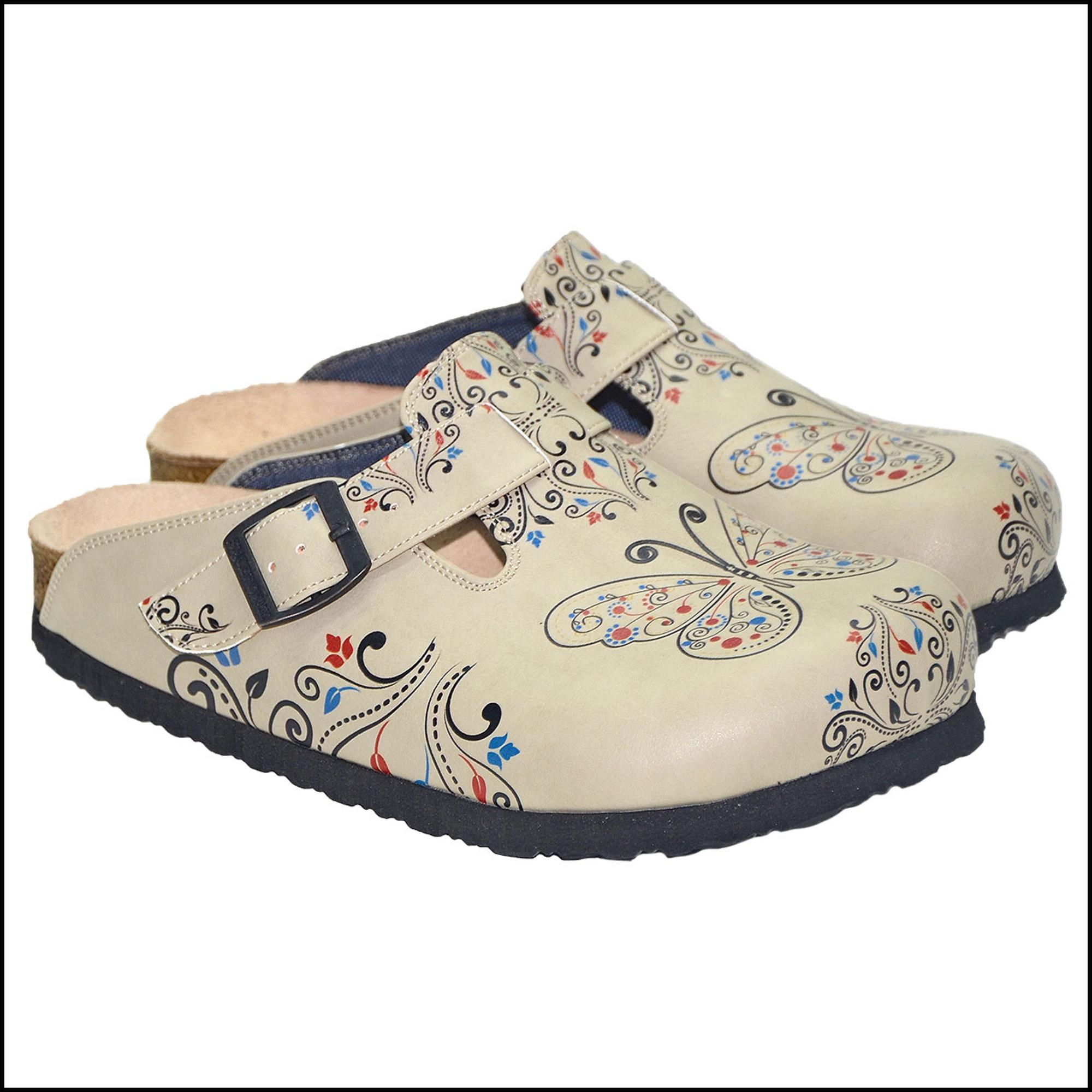 Pattern Clogs Butterfly Pattern Clogs | Colorful Printed Leather Slip-on Clogs for ...