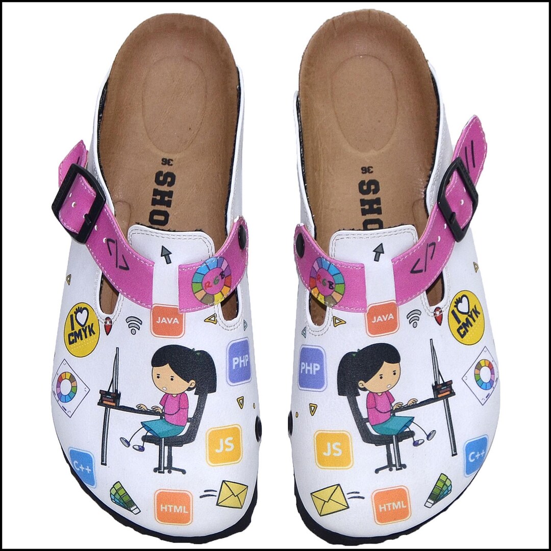 Designer Clogs | Creative Coding Theme Shoes | Unique Artist Slip-on ...