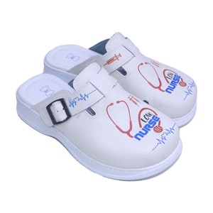 Nurse Clogs: Stethoscope & Syringe Print, Comfortable Nursing Shoes