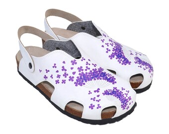 PURPLE BLUME Gemusterte Sehr bequeme Damen Clogs, die im Frühlingssommer getragen werden können