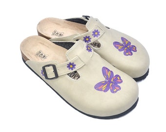 COLORED BUTTERFLY Printed Comfortable Women's Clogs