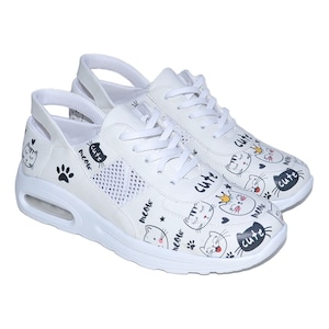 Comfortable Women&#39;s Sneakers for Cat Lovers, Medical Shoes, Travel Shoes, Comfy Shoes
