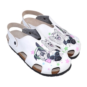 White Women&#39;s Clogs, Dog Lovers Clogs